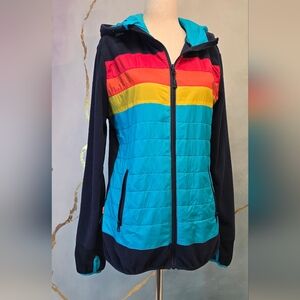 NWOT Yo Colorado Vibrant Women's Lightweight Jacket with Multicolor Stripes